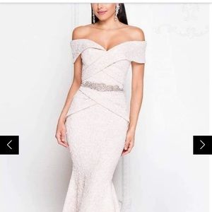 Terani Couture -Off-Shoulder Brocade Gown
- Mother of bride formal dress